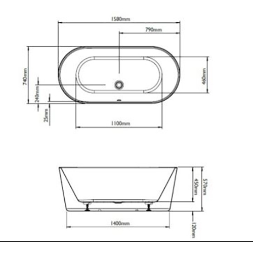 Bc Designs Viado Bath 1580 X 740 (waste Included) White Specs