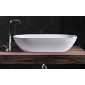 StoneKAST Pebble Sit On Basin Matt White 600x320mm