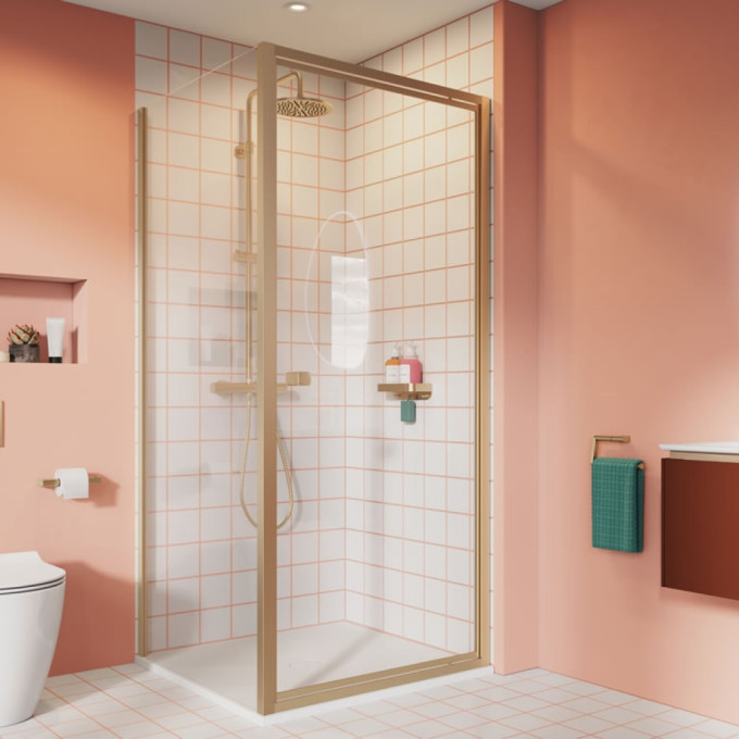 Clear 6 Brushed Brass Pivot Corner
