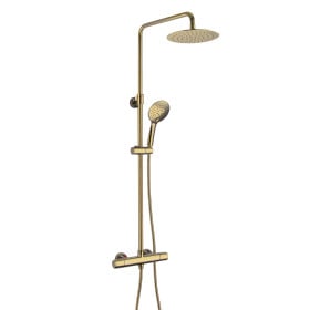 Just Taps VOS 2 Outlet Thermostatic Cool Touch Bar Valve with adjustable riser and shower kit Brushed Brass
