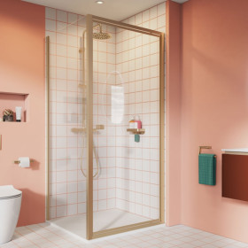 Clear 6 Brushed Brass Pivot Corner