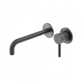 Vado Origins Slimline 2 Hole Wall Mounted Single Lever Basin Mixer With 180mm Spout Brushed Black