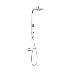 Crosswater Planet Multifunction Thermostatic Exposed Shower Set with Bar Shower Valve, Fixed Head and Handset on Slide Rail Chrome