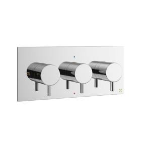 Crosswater MPRO 3 Outlet 3 Handle Horizontal Trimset for Bath Shower Mixer Valve WLBP3000R+ Chrome