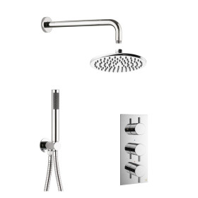 Crosswater MPRO 2 Outlet 3 Handle Shower Set Bundle with Fixed Head and Handset Chrome