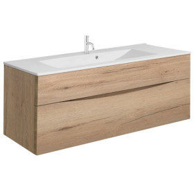 Crosswater Glide II 1000mm Wall Mounted 2 Drawer Vanity Unit with Ceramic Basin Windsor Oak