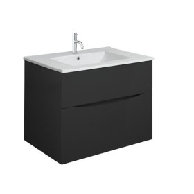Crosswater Glide II 700mm Wall Mounted 2 Drawer Vanity Unit with Ceramic Basin Matt Black