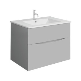 Crosswater Glide II 700mm Wall Mounted 2 Drawer Vanity Unit with Ceramic Basin Storm Grey Matt