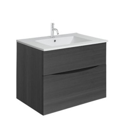Crosswater Glide II 700mm Wall Mounted 2 Drawer Vanity Unit with Ceramic Basin Steelwood