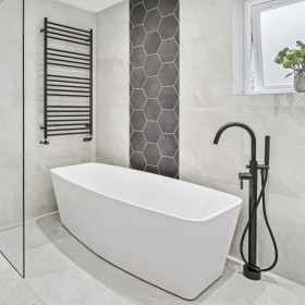 StoneKAST Geo Double Ended Freestanding Bath 1700 x 750mm Matt White