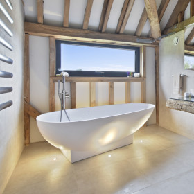 StoneKAST Cocoon Single Ended Freestanding Bath 1800 x 950mm Matt White