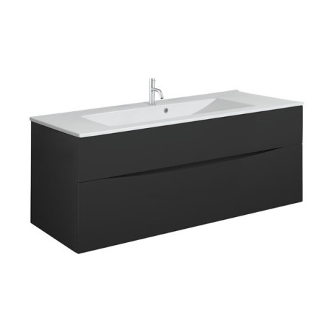 Crosswater Glide II 1000mm Wall Mounted 2 Drawer Vanity Unit with Ceramic Basin Matt Black