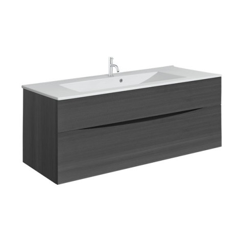 Crosswater Glide II 1000mm Wall Mounted 2 Drawer Vanity Unit with Ceramic Basin Steelwood