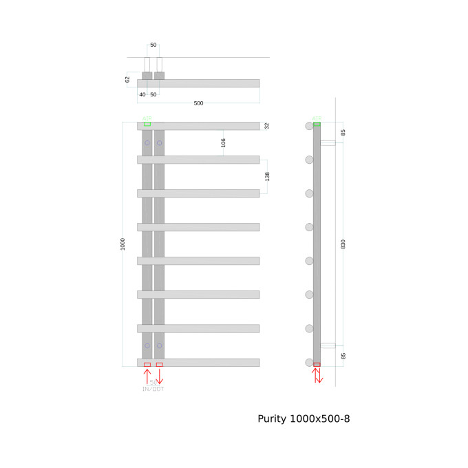 AVA-PUOR-1050 Purity 1000x500 Technical Drawing