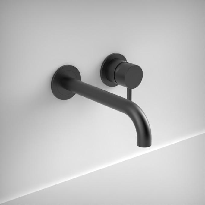 Ava Trend 2 Hole Wall Mounted Basin Mixer W/ Flanges - Brushed Black