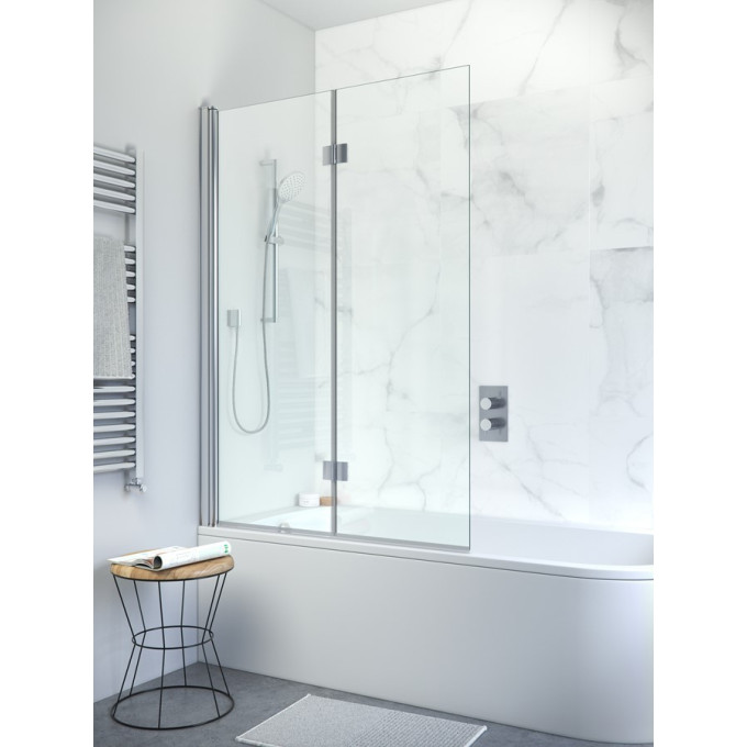 Crosswater Design 8 Double Panel Hinged 8mm Bath Screen 1060mm Silver