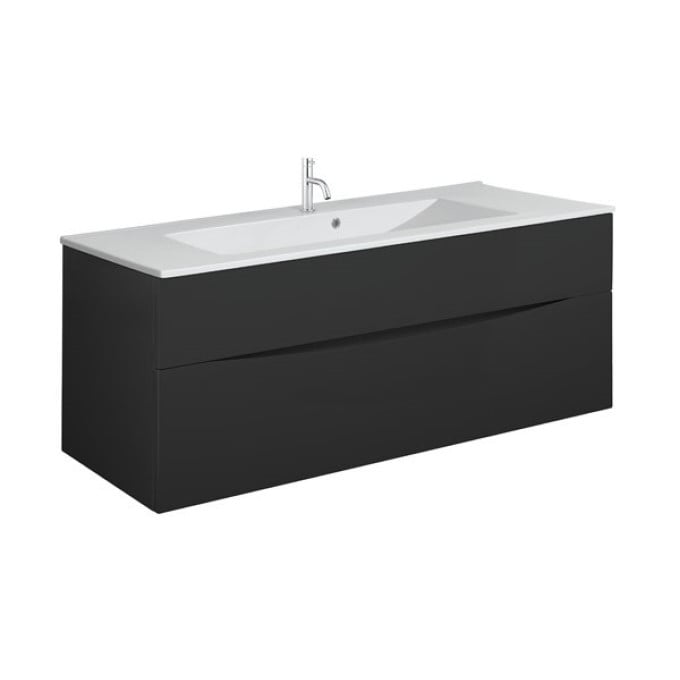 Crosswater Glide II 1000mm Wall Mounted 2 Drawer Vanity Unit with Ceramic Basin Matt Black