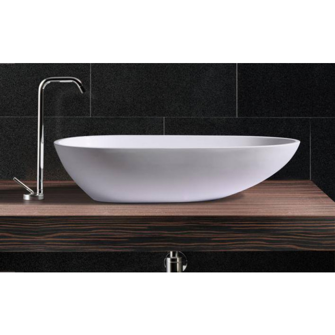 StoneKAST Ovale Sit On Basin Matt White 600x320mm
