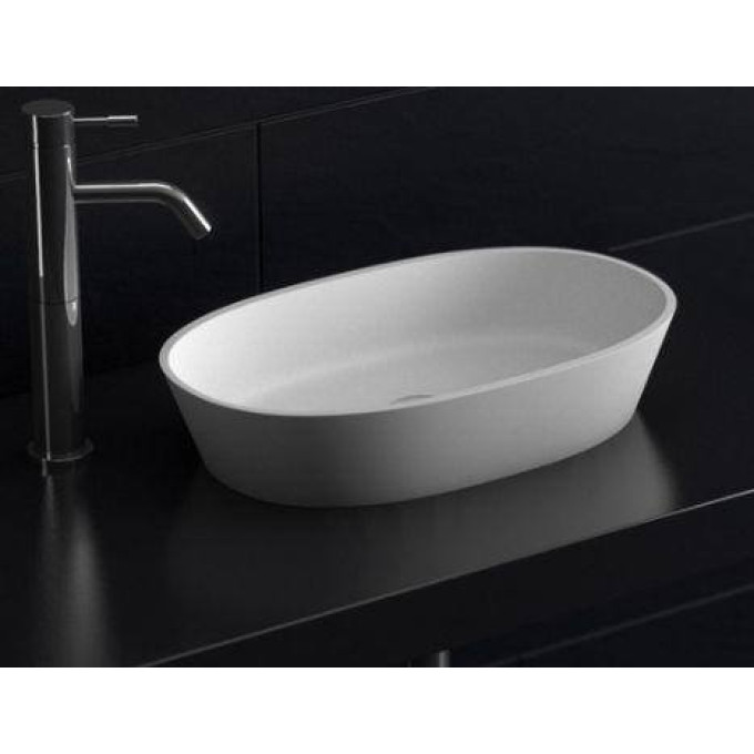 StoneKAST Petite Sit On Basin Matt White 500x300mm