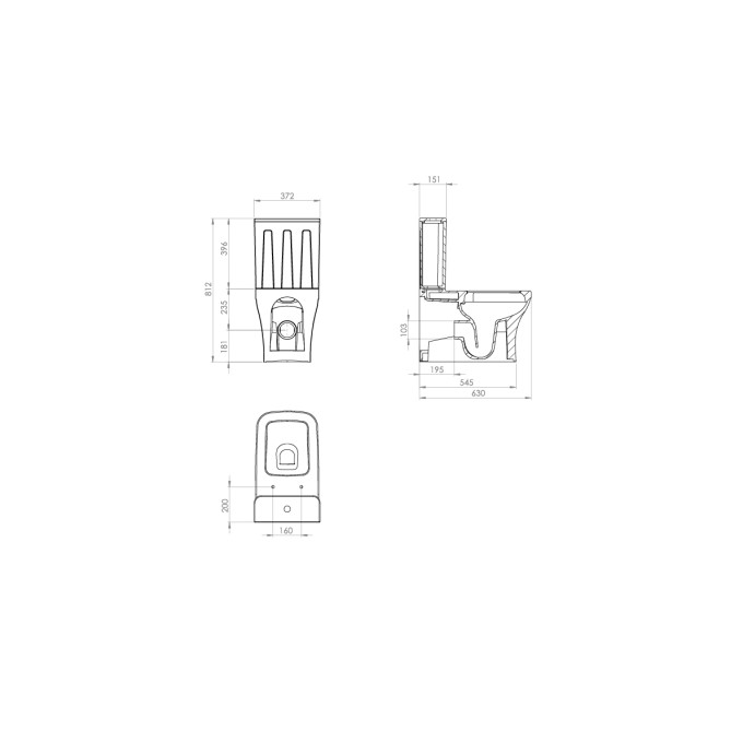 Saneux Indigo Close Coupled Toilet with Rimless Pan, Cistern and Soft Close Seat