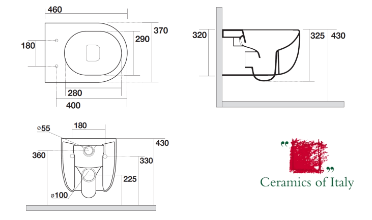 Crosswater Glide II Matt White Wall Hung Short Projection Rimless Toilet Pan and Soft Close Seat Specs