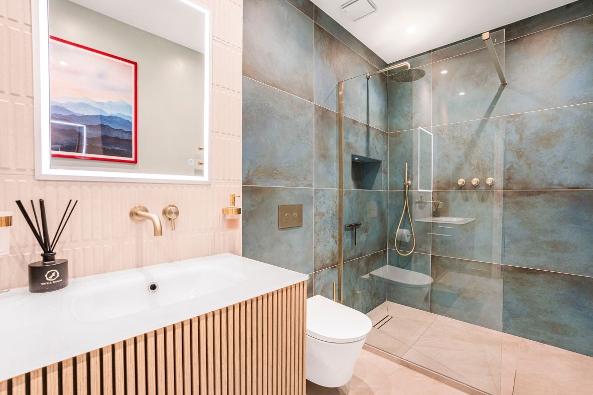 Mint Green Japandi Shower Room in London