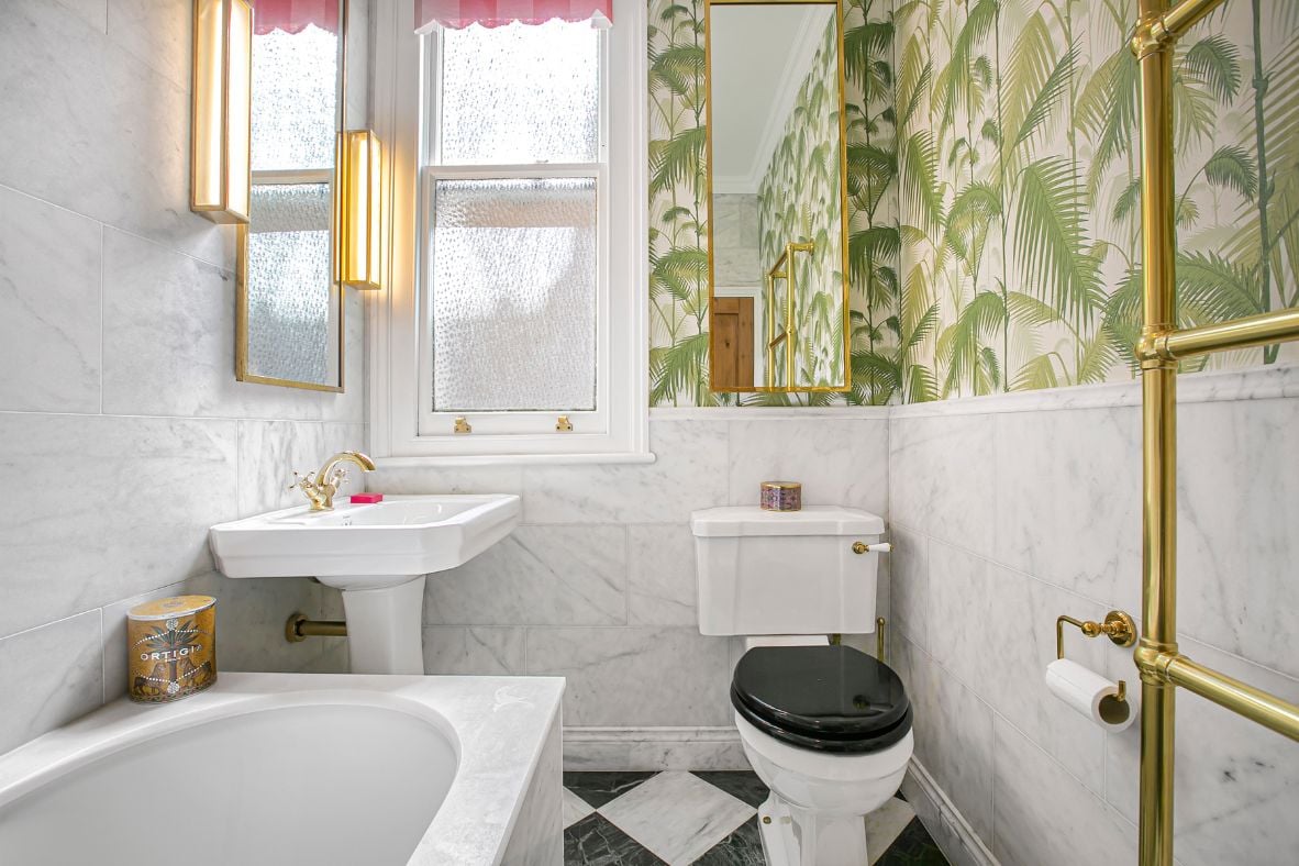 Traditional Bathroom Elegance with a Playful Twist